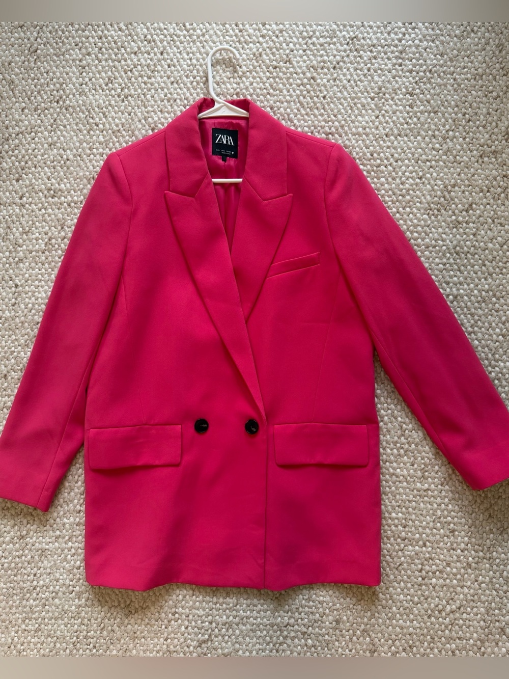Zara (L) Vibrant Pink Double-Breasted Blazer Jacket